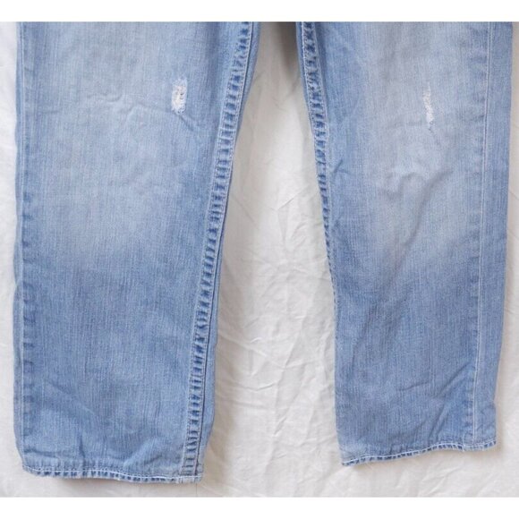 Big Star Mens 33Rx30 Light Wash Distressed Regular Fit Boot Cut Pioneer Jeans - Picture 5 of 12
